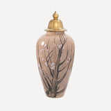 Altın Kapaklı Sakura Motifli Porselen Kavanoz 55cm