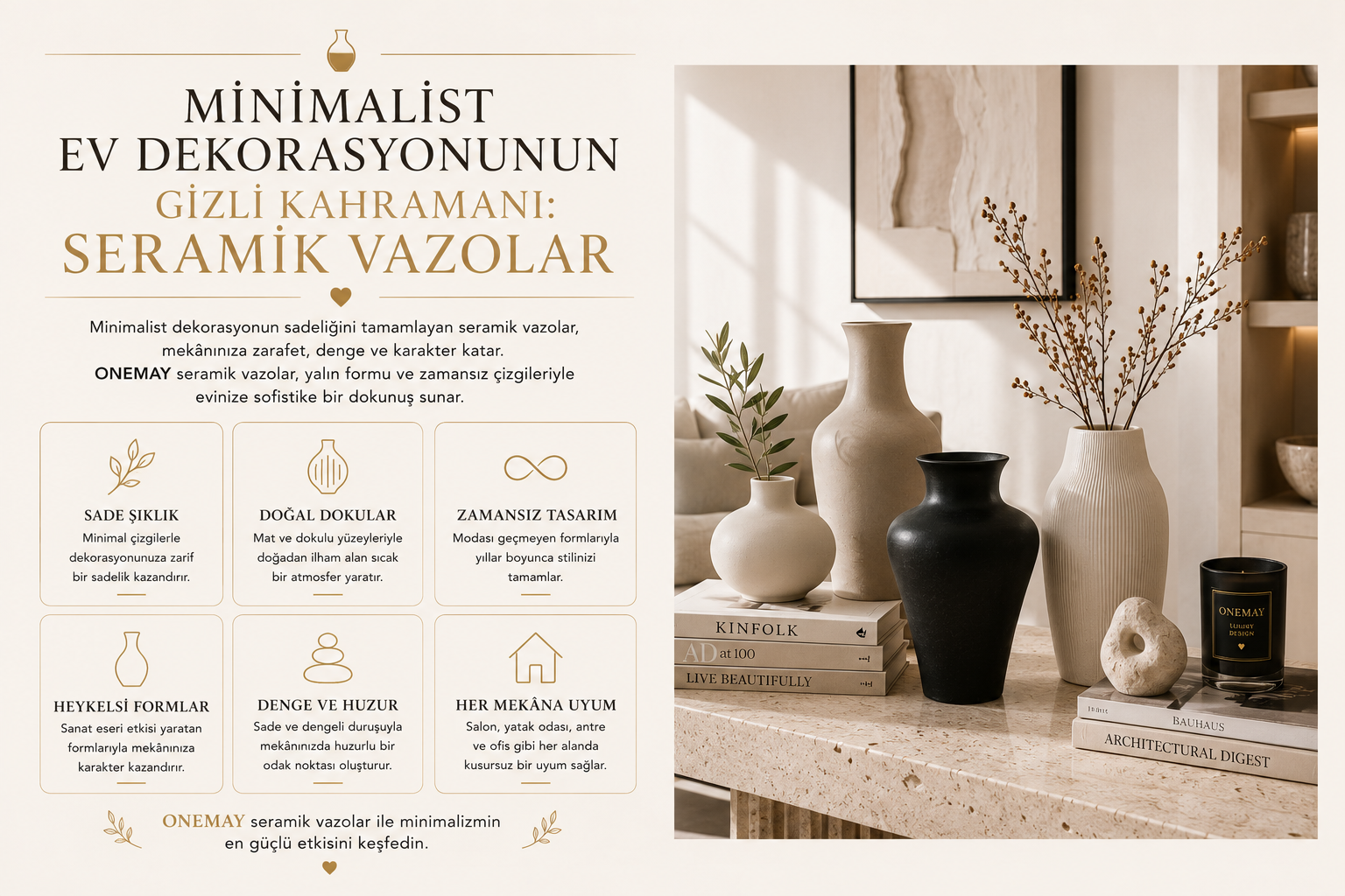 Minimalist Ev Dekorasyonunun Gizli Kahramanı: Seramik Vazolar