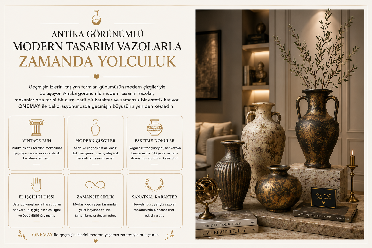 Antika Görünümlü Modern Tasarım Vazolarla Zamanda Yolculuk