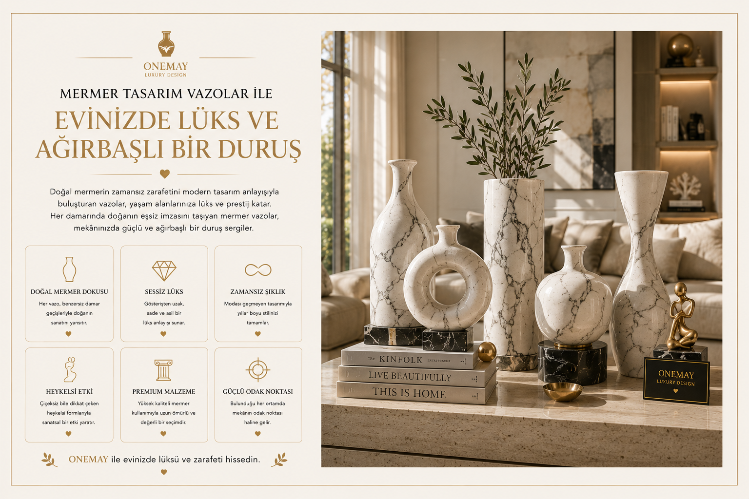 Mermer Tasarım Vazolar ile Evinizde Lüks ve Ağırbaşlı Bir Duruş