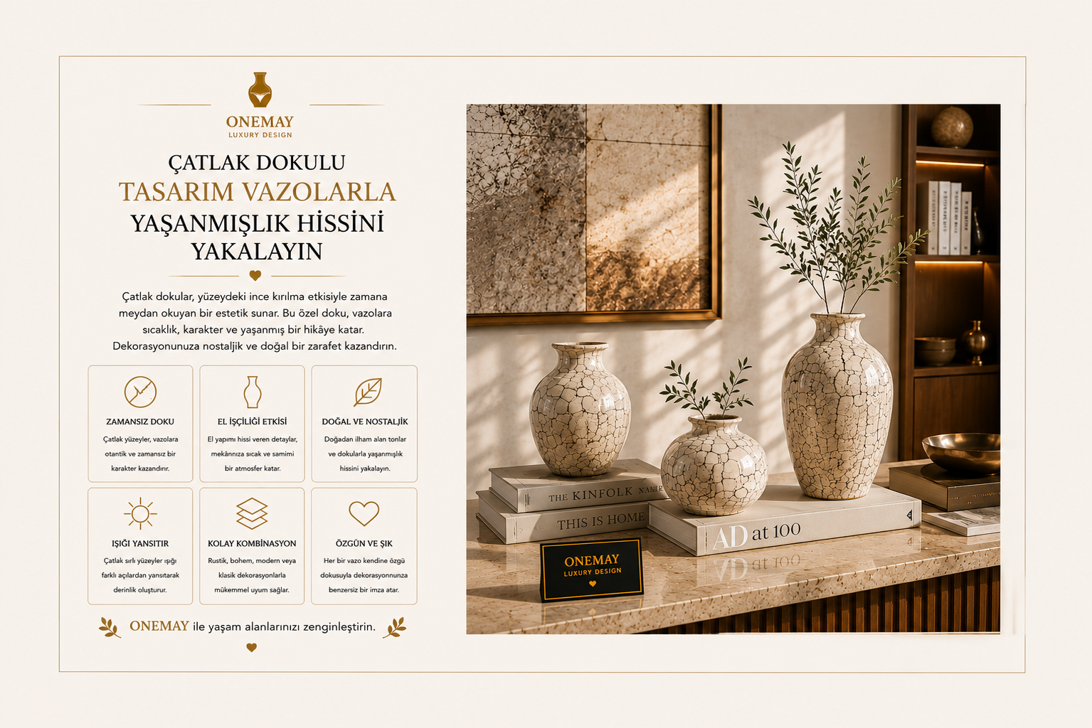 Çatlak Dokulu Tasarım Vazolarla Yaşanmışlık Hissini Yakalayın