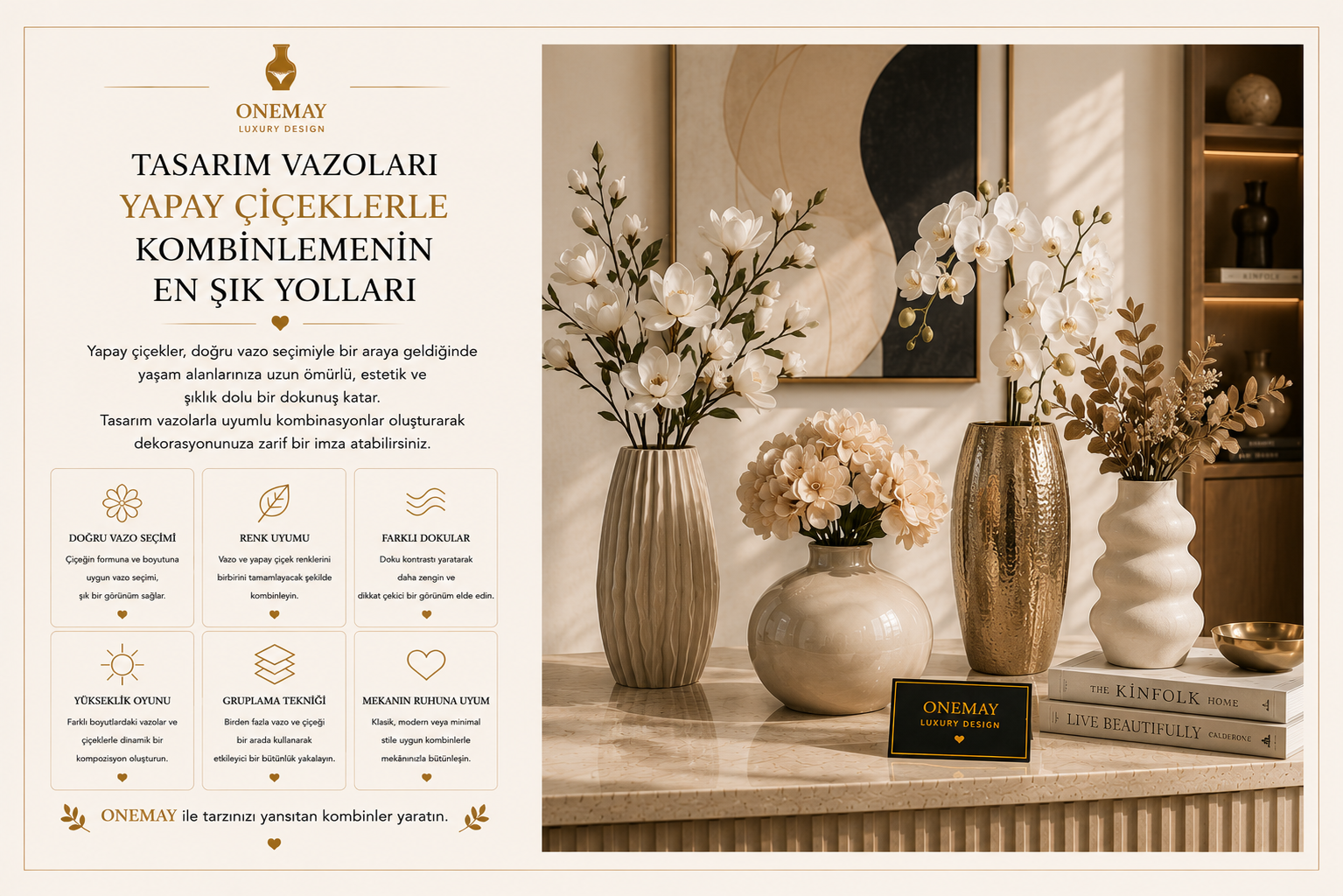 Tasarım Vazoları Yapay Çiçeklerle Kombinlemenin En Şık Yolları