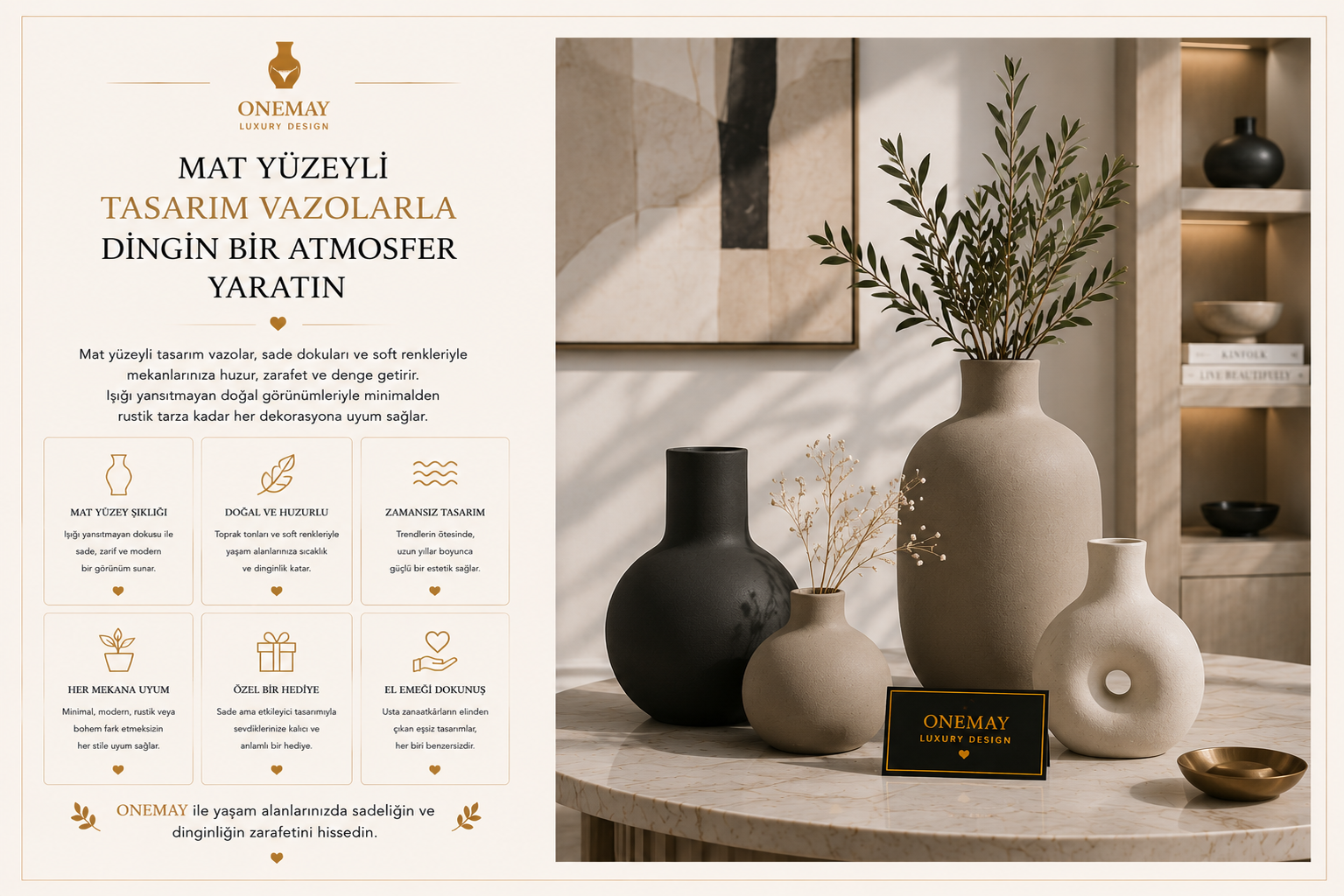 Mat Yüzeyli Tasarım Vazolarla Dingin Bir Atmosfer Yaratın