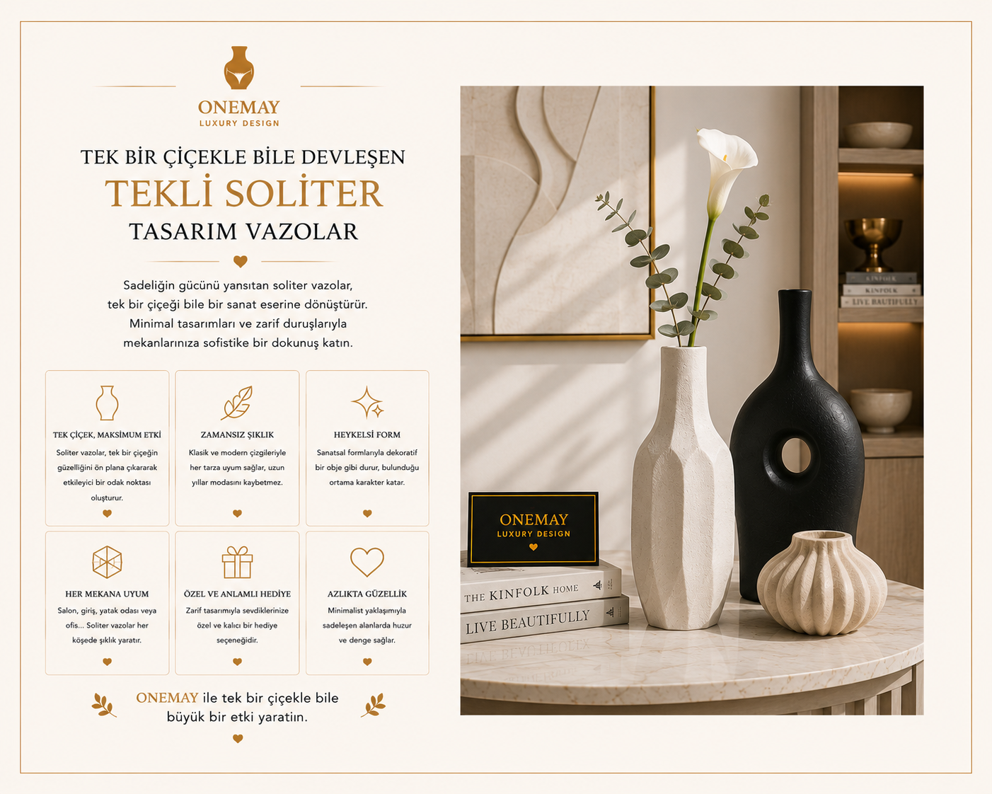 Tek Bir Çiçekle Bile Devleşen Tekli Soliter Tasarım Vazolar