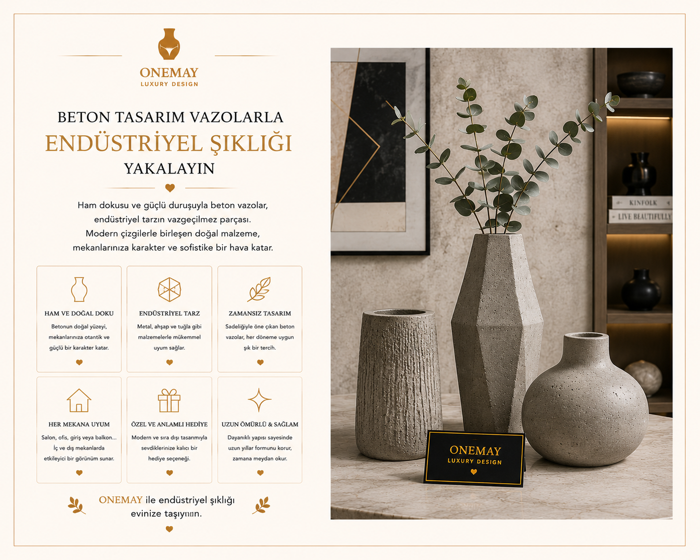 Beton Tasarım Vazolarla Endüstriyel Şıklığı Yakalayın