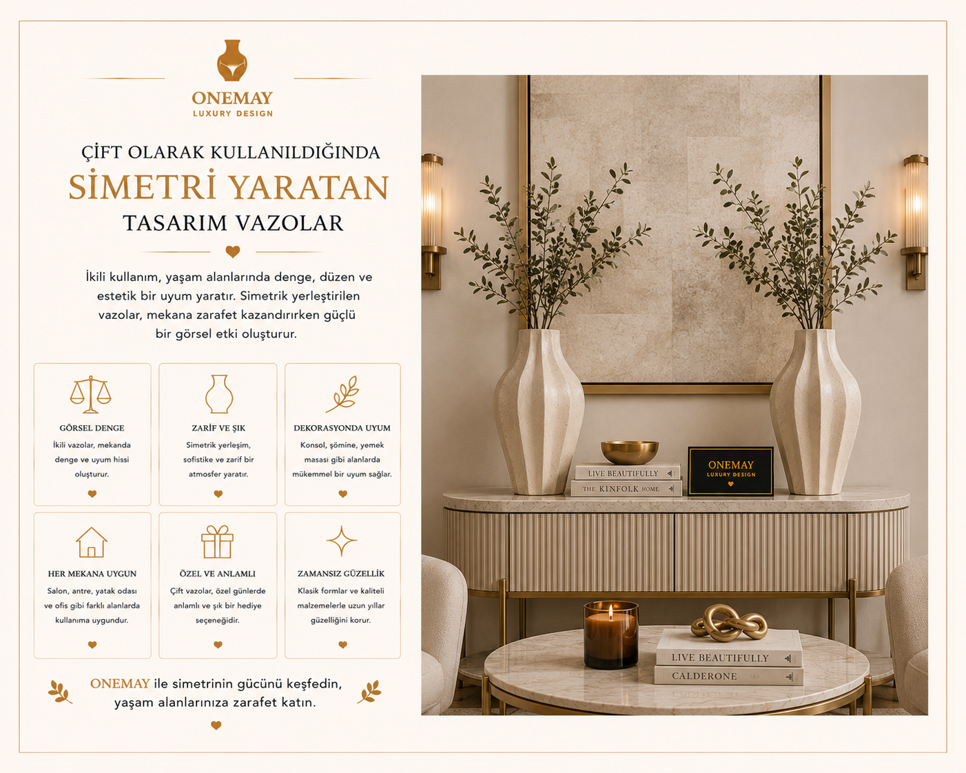 Çift Olarak Kullanıldığında Simetri Yaratan Tasarım Vazolar
