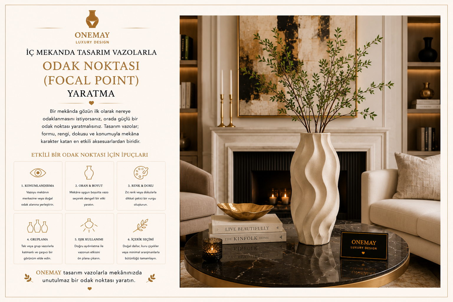 İç Mekanda Tasarım Vazolarla Odak Noktası (Focal Point) Yaratma