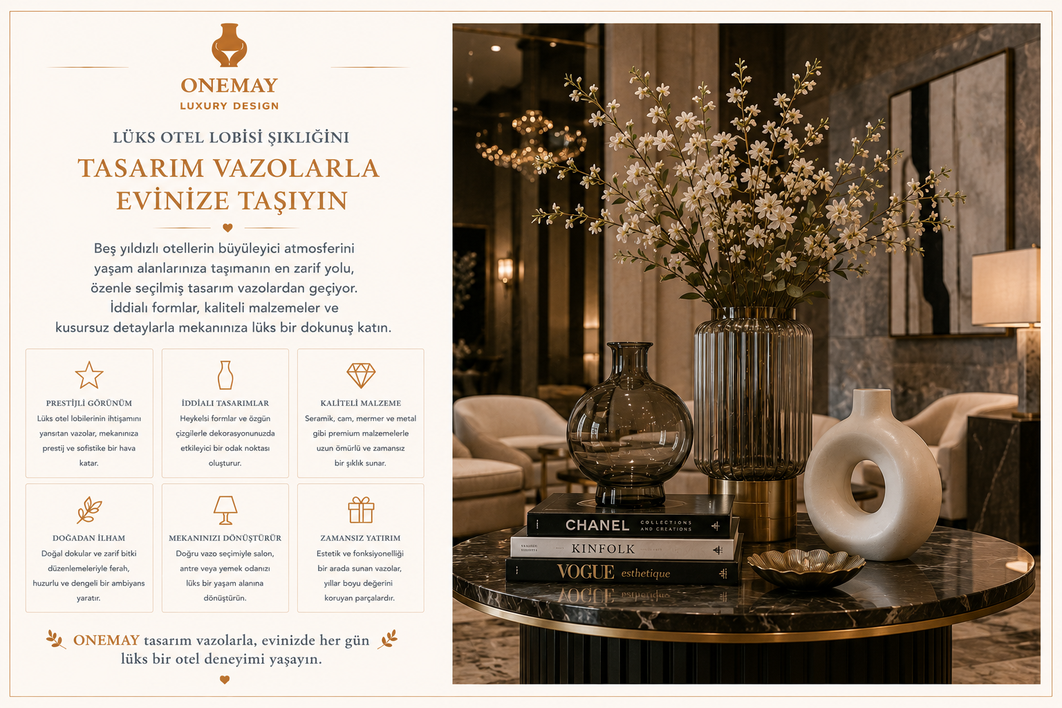 Lüks Otel Lobisi Şıklığını Tasarım Vazolarla Evinize Taşıyın